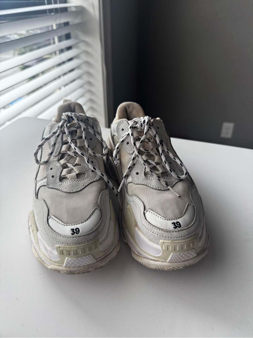 Balenciaga Cream White Layered Triple-S Style Sneakers - Picture 2 of 6